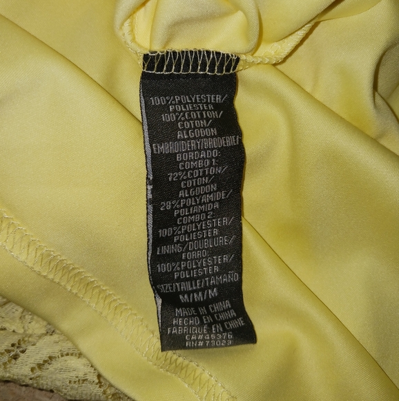 New Yellow Lace Sweetheart Neck Spaghetti Strap Dress - Picture 8 of 8